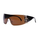 Brown Casual Daily Solid Patchwork Sunglasses