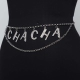 Silver Daily Simplicity Letter Patchwork Waist Chain