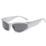 Silver Gray Casual Daily Solid Patchwork Sunglasses
