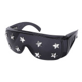 Black Casual Daily The stars Patchwork Sunglasses