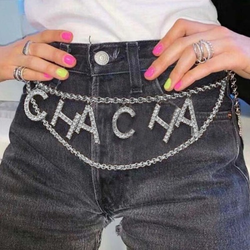 Silver Daily Simplicity Letter Patchwork Waist Chain