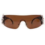Brown Casual Daily Solid Patchwork Sunglasses