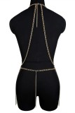 Gold Sexy Patchwork Chains Backless Accessories