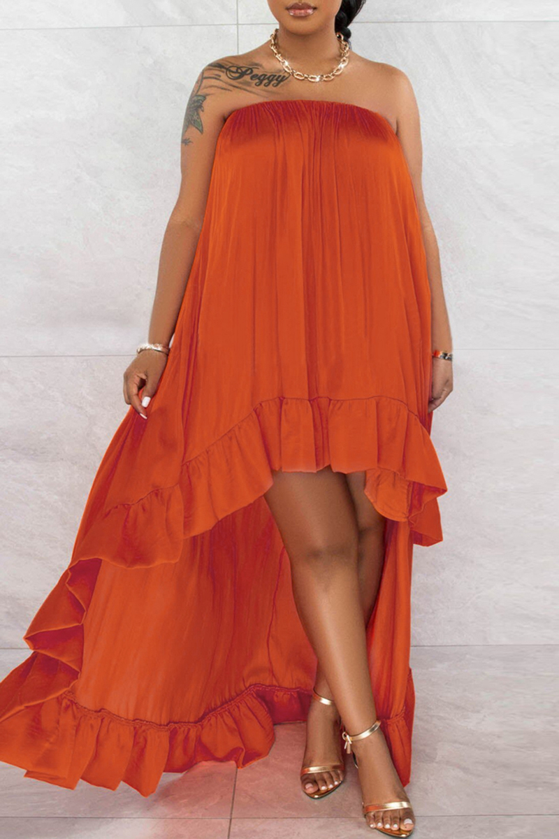 Sexy Vacation Solid Pocket Strapless Strapless Dresses