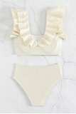 Cream White Sexy Solid Patchwork Backless Swimwears (With Paddings)