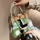 Orange Casual Daily Patchwork Pearl Bags