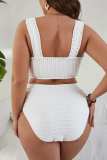 White Wide Strap Ruched Crop Top and Shorts Vacation Beach Swimwear With Paddings