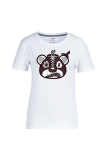 White Casual Street Print Patchwork O Neck T-Shirts
