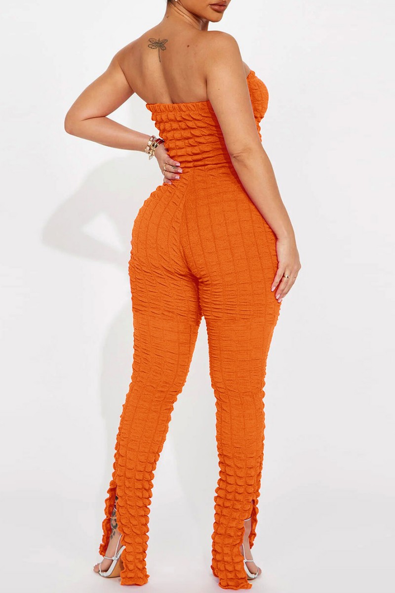 Wholesale Orange Sexy Casual Solid Backless Strapless Skinny Jumpsuits K81209 6 Online 