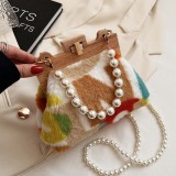 Green Casual Daily Patchwork Pearl Bags