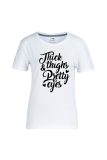 White Daily Vintage Print Patchwork Letter O Neck T-Shirts