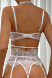 White Sexy Solid Lace Patchwork See-through Lingerie