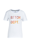 White Daily Basis Print Letter O Neck T-Shirts