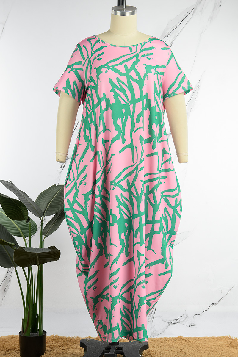 Elegant Vacation Print Patchwork O Neck Printed Dress Dresses main image 1