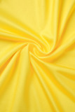 Yellow Casual Print Patchwork Off the Shoulder Three Quarter Two Pieces
