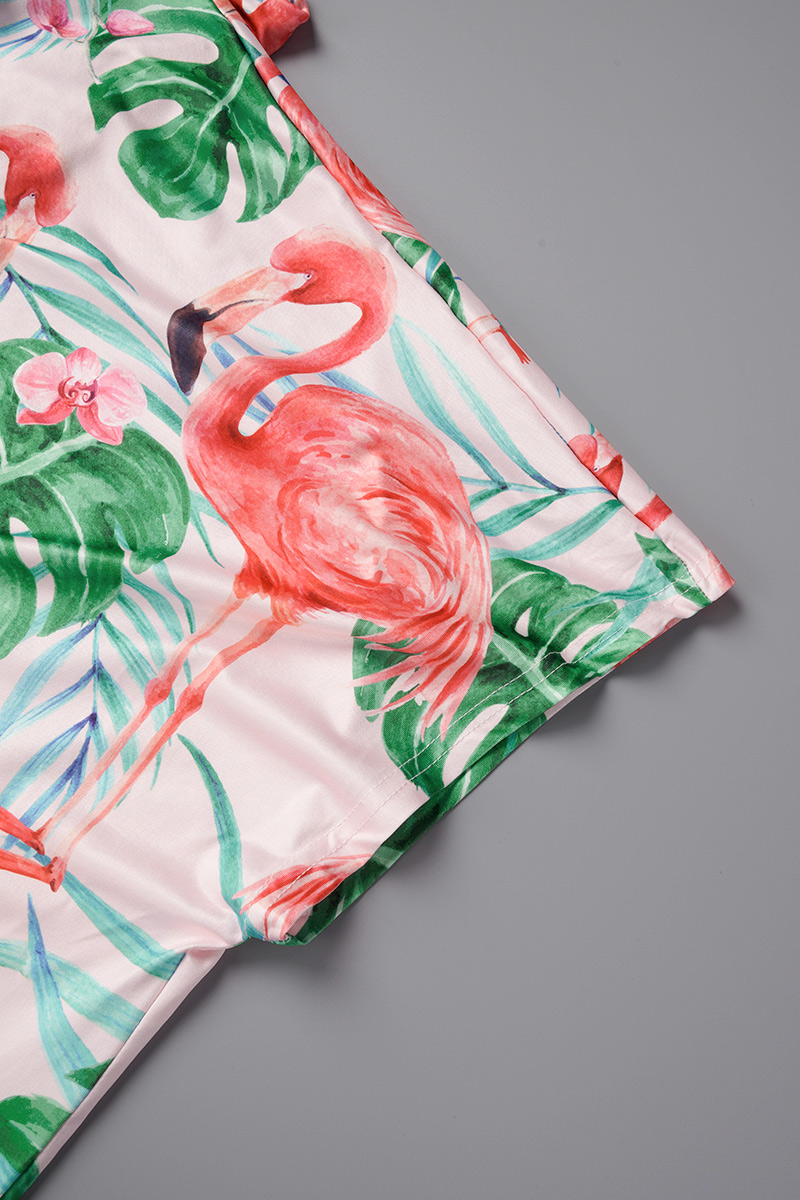 Casual Vacation Print Patchwork Cardigan Collar Tops