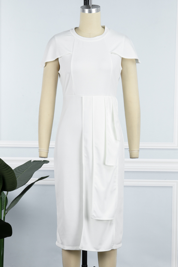 Solid Bandage O Neck One Step Skirt Dresses(4 Colors)