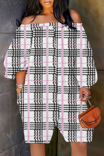 Pink Casual Print Patchwork Off the Shoulder Regular Romper