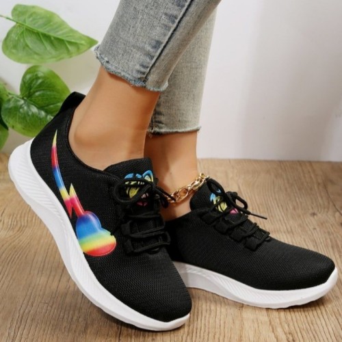 Black Casual Sportswear Daily Patchwork Round Comfortable Out Door Sport Running Shoes