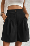 Black Casual Solid Loose High Waist Wide Leg Solid Color Bottoms