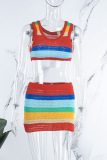 Colour Sexy Casual Patchwork Basic U Neck Sleeveless Two Pieces