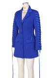 Blue Casual Solid Patchwork Turndown Collar Suit Dress Dresses