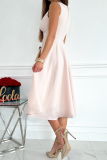 Apricot Sweet Elegant Solid Fold V Neck Sleeveless Dress Dresses