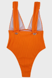 Orange Sexy Solid Backless Swimwears (With Paddings)