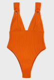 Orange Sexy Solid Backless Swimwears (With Paddings)