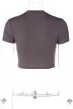 Purple Casual Solid Patchwork O Neck T-Shirts
