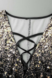 Apricot Sexy Casual Print Bandage Printing V Neck Wrapped Skirt Dresses