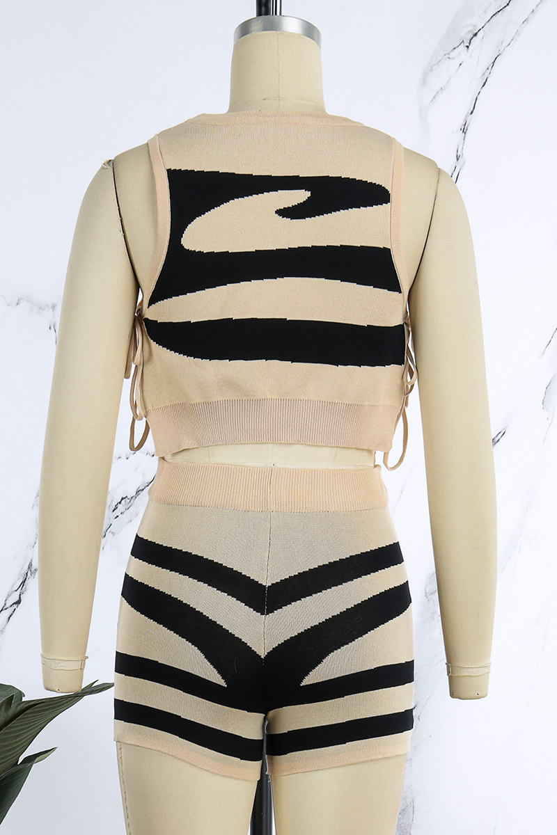 Sexy Strap Design V Neck Sleeveless Two Pieces(4 Colors)