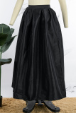 Black Casual Solid Basic Regular High Waist Conventional Solid Color Skirts