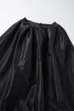 Black Casual Solid Basic Regular High Waist Conventional Solid Color Skirts