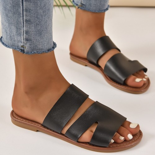 Black Casual Patchwork Solid Color Round Comfortable Shoes