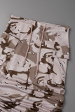 Camouflage Casual Camouflage Print Basic Turtleneck Short Sleeve Two Pieces