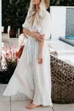 White Sexy Casual Solid Cardigan Swimwears Cover Up