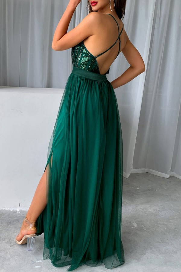 Vintage Ombre Chiffon Embroidery Prom Dress Sheath Spaghetti Strap Evening Dress Long Formal Dress DP6668 main image 0