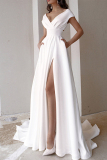 Black Celebrities Elegant Solid Asymmetrical Solid Color V Neck Evening Dress Dresses