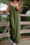 Army Green Casual Solid Backless Spaghetti Strap Regular Jumpsuits (Without Vest)