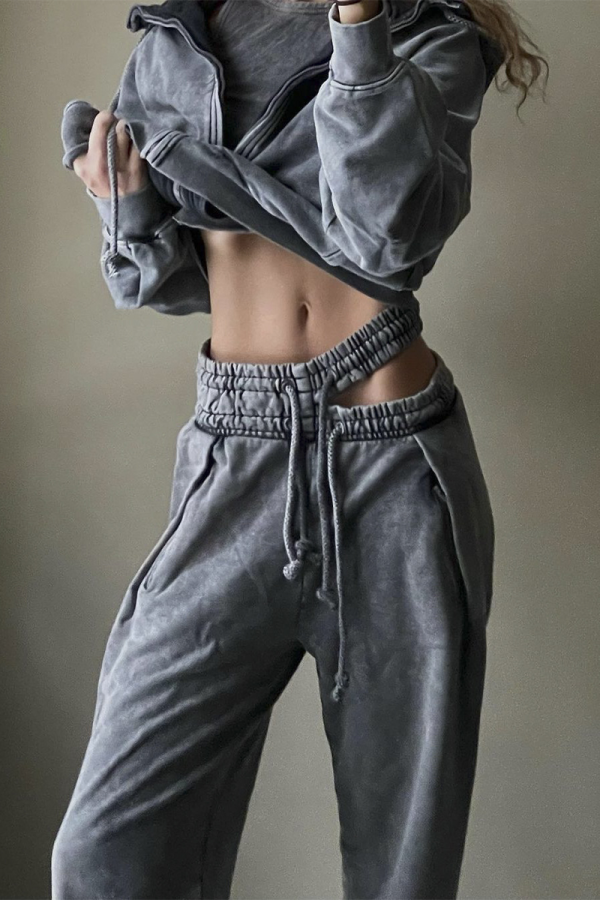 Casual Street Solid Draw String Straight Low Waist Wide Leg Solid Color Bottoms(4 Colors)