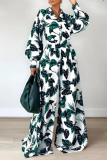 Black Casual Floral Patchwork Turndown Collar Long Sleeve Two Pieces