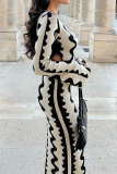 Black White Casual Color Block Hollowed Out O Neck A Line Dresses