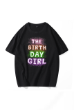 Black Street Daily Print Patchwork Letter O Neck T-Shirts