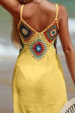 Black Crochet Sleeveless Backless Daily Loose Vacation Beach Cami Mini Dress
