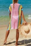 Yellow Sexy Patchwork Hollowed Out See-through Contrast Swimwears Cover Up