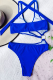 Blue Fashion Sexy Solid Swimwears