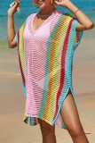 Black Sexy Patchwork Hollowed Out See-through Contrast Swimwears Cover Up
