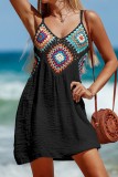 Yellow Sexy Casual Patchwork Backless Spaghetti Strap Beach Dress Dresses