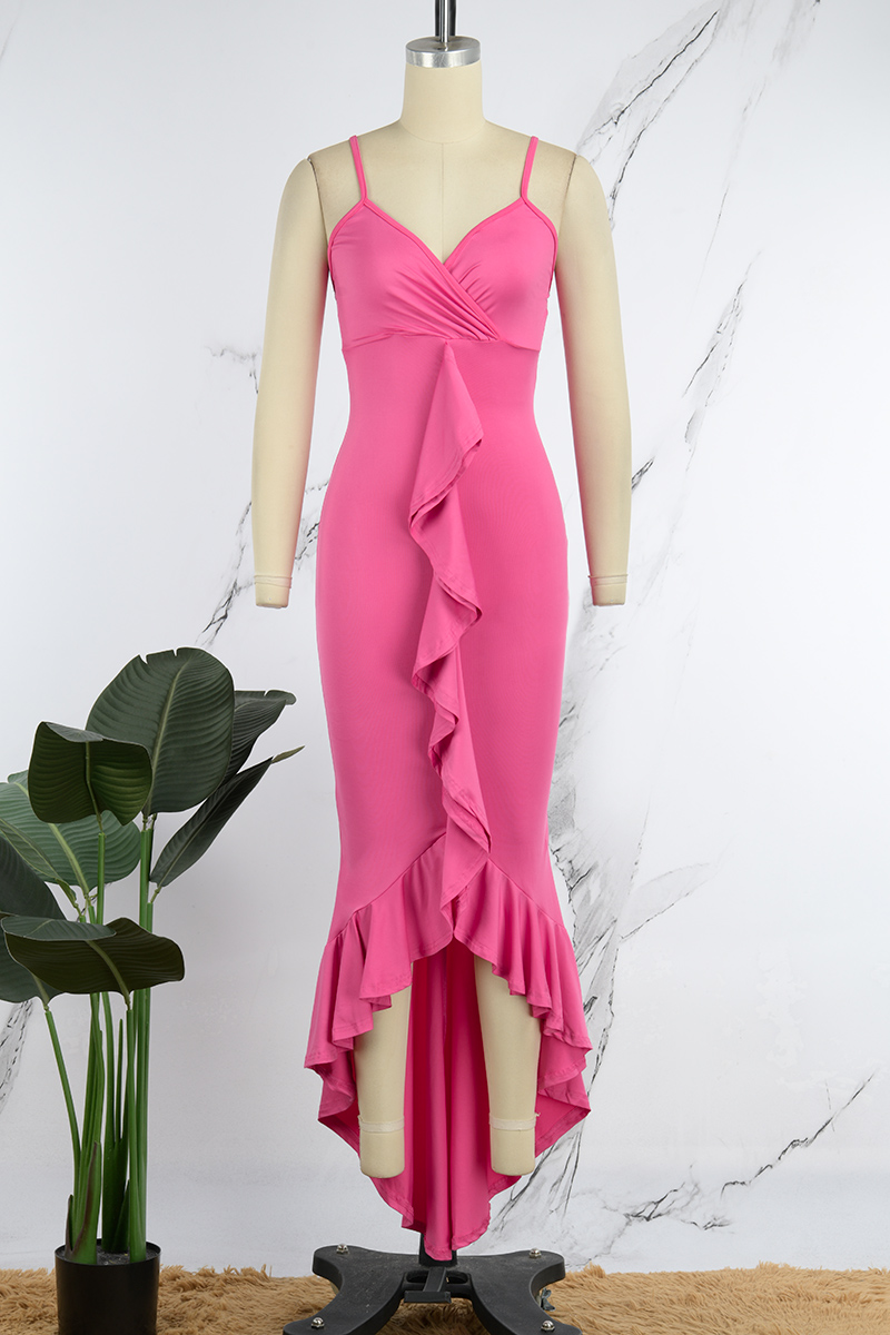 Irregular Strap Solid Color Dress